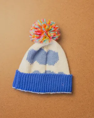 Cabbage & Kings- Kids Pom Pom Beanie in Blue Clouds
