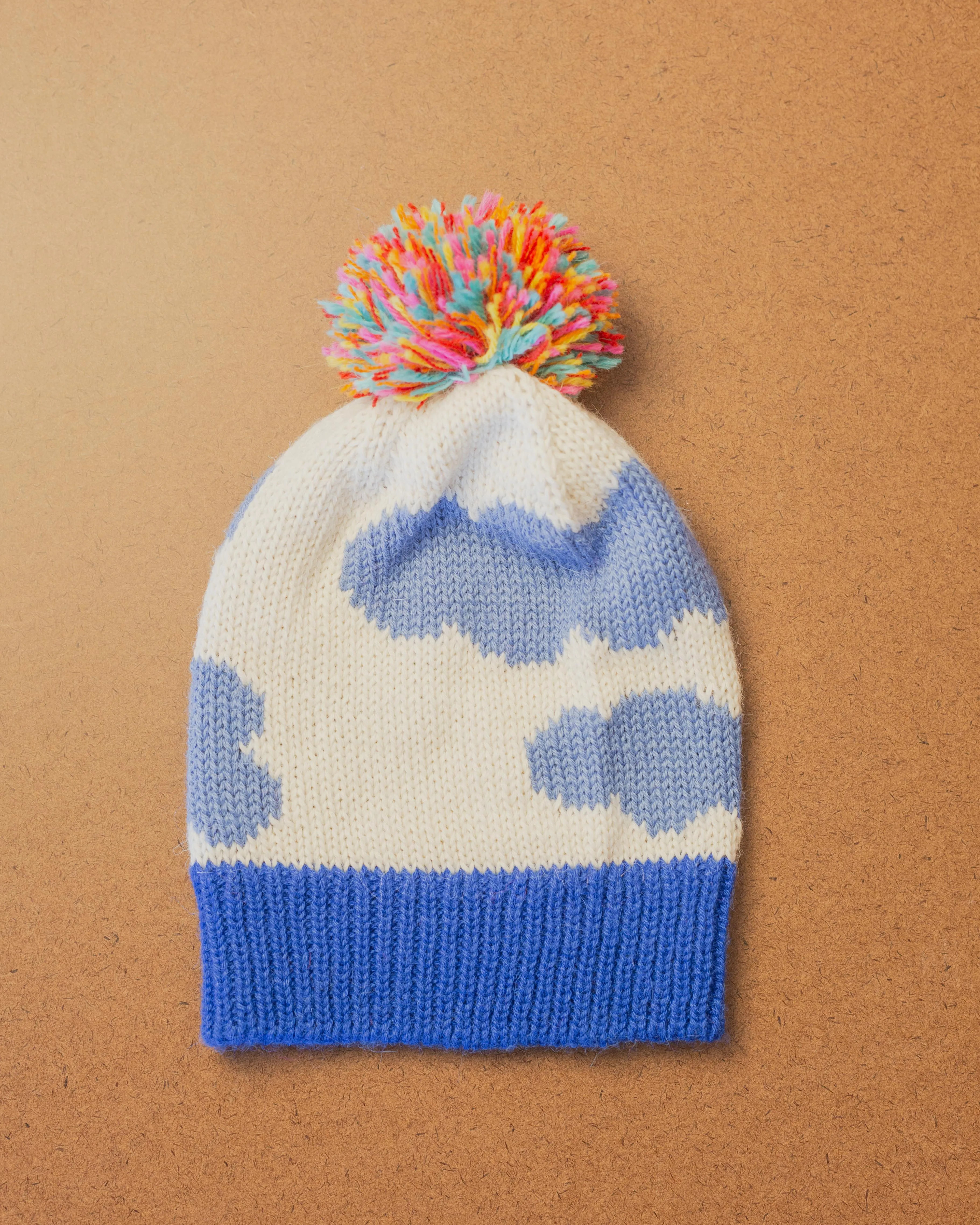 Cabbage & Kings- Kids Pom Pom Beanie in Blue Clouds