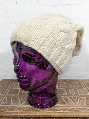 Cable Knit Long Wool Hat