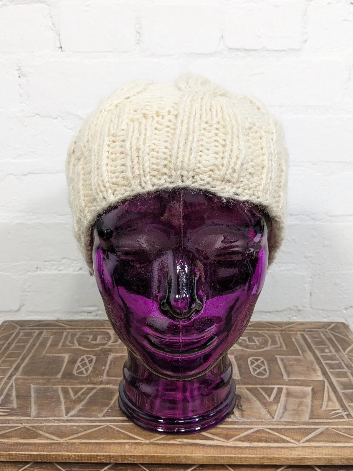 Cable Knit Long Wool Hat