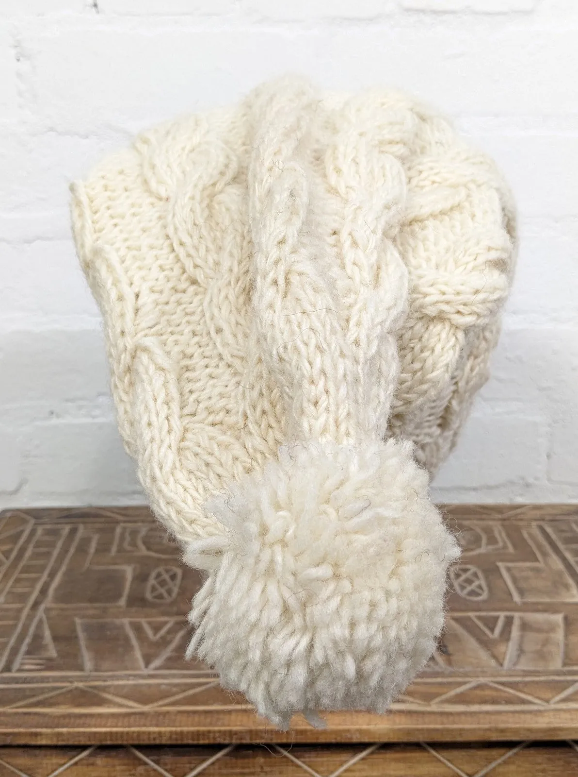 Cable Knit Long Wool Hat