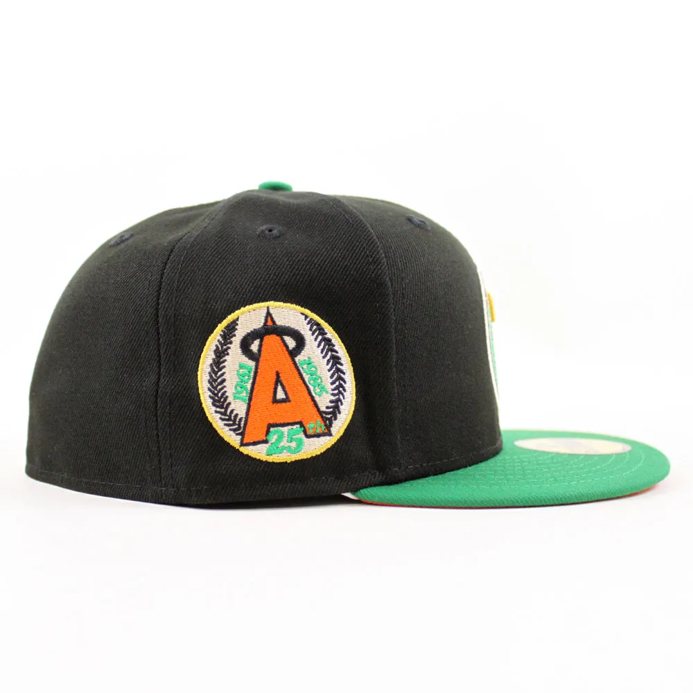 California Angels 25th Anniversary New Era 59Fifty Fitted Hat (Black Kelly Orange UNDER BRIM)