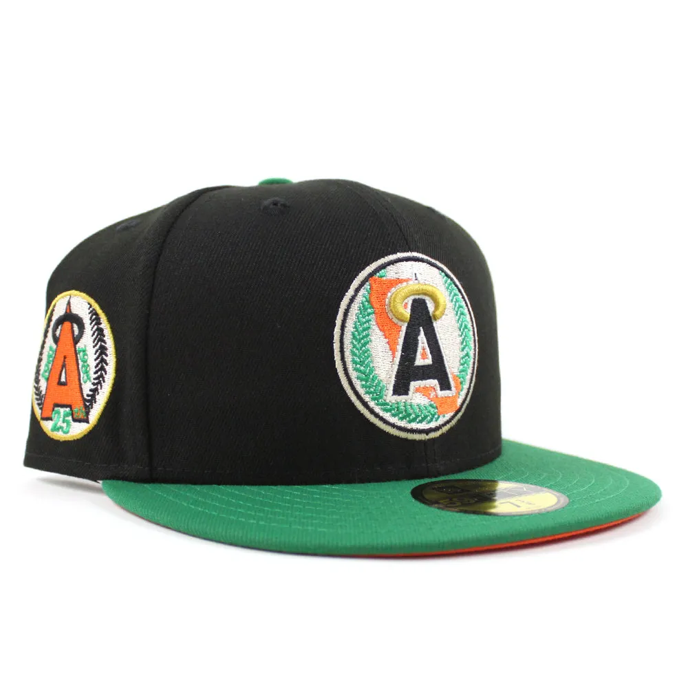 California Angels 25th Anniversary New Era 59Fifty Fitted Hat (Black Kelly Orange UNDER BRIM)