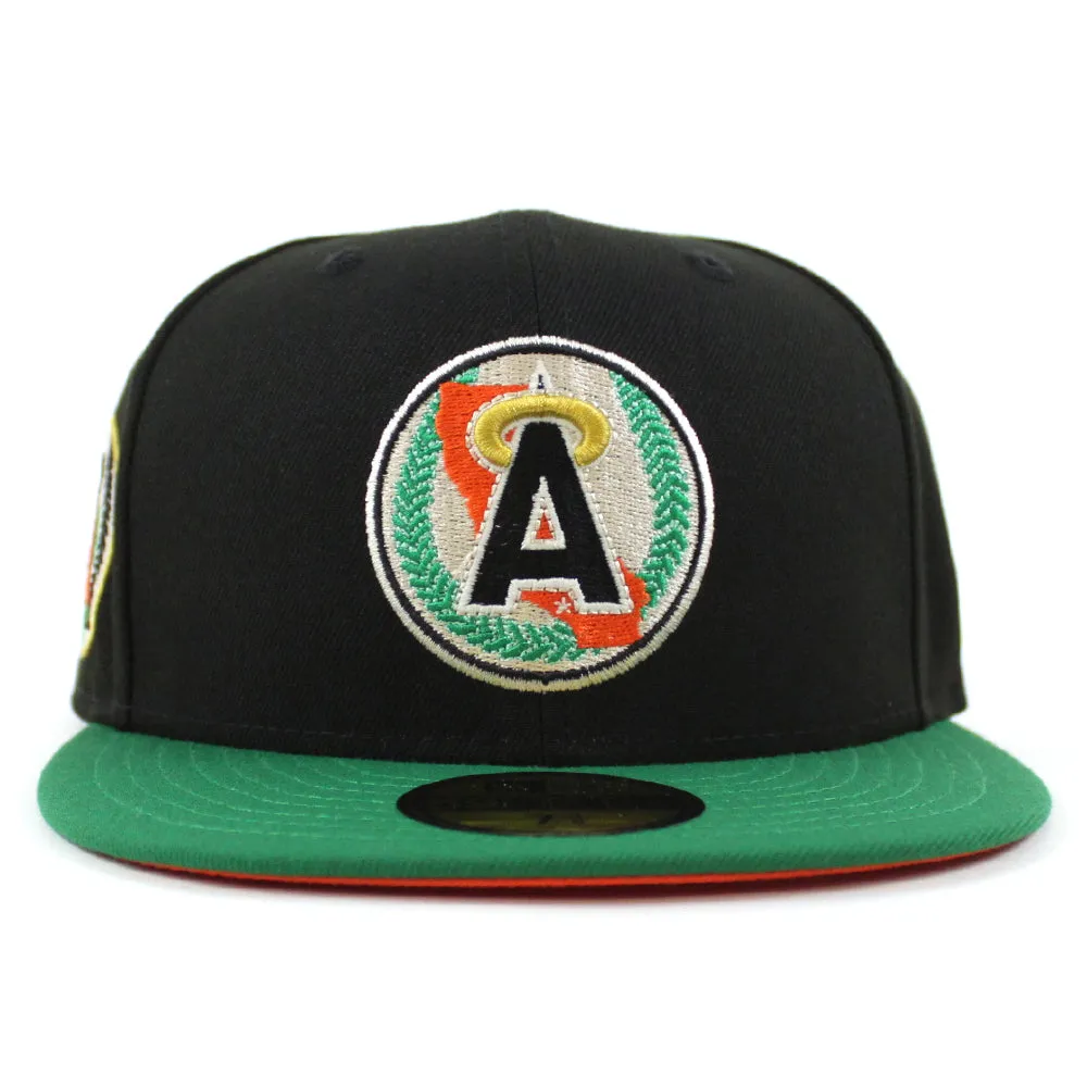 California Angels 25th Anniversary New Era 59Fifty Fitted Hat (Black Kelly Orange UNDER BRIM)