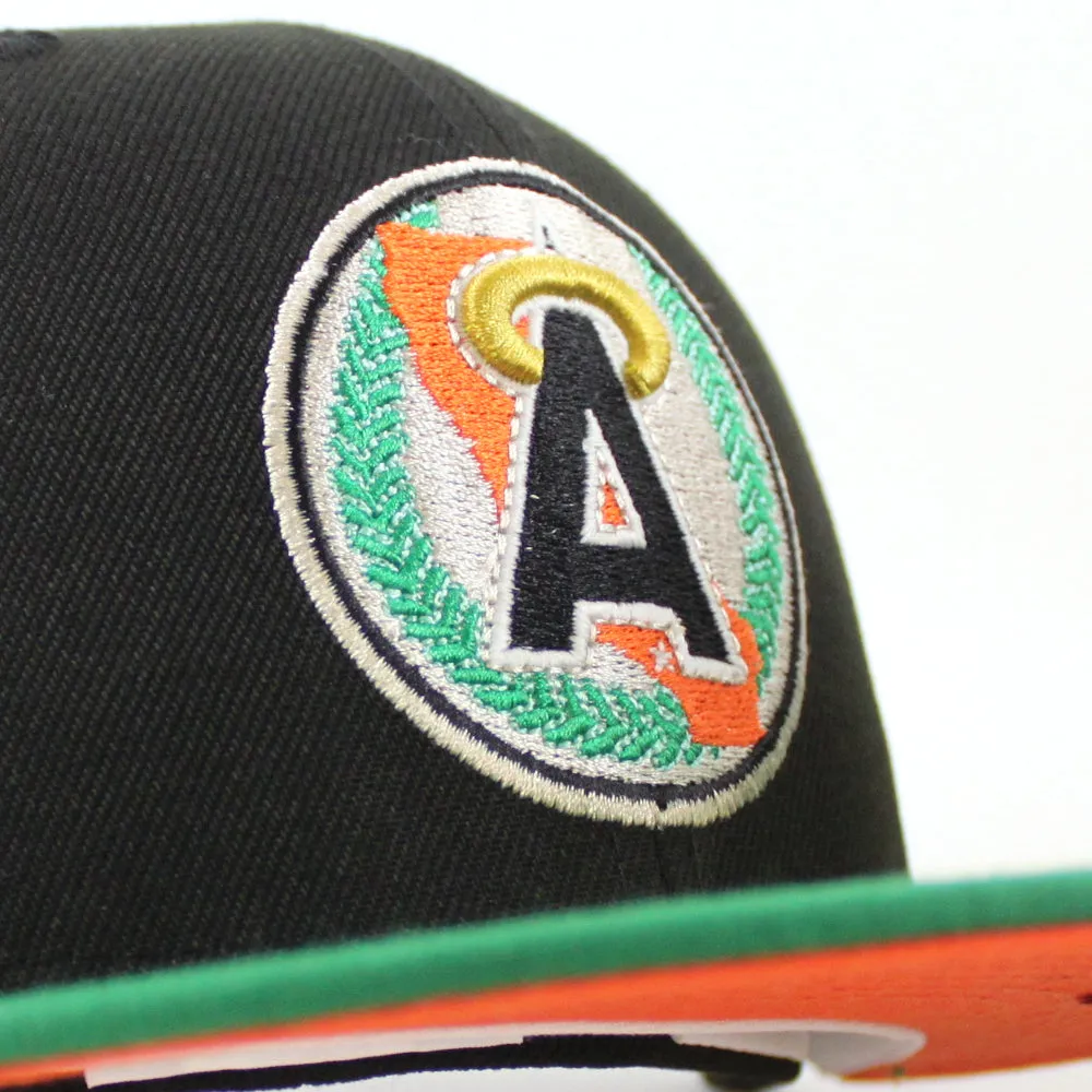 California Angels 25th Anniversary New Era 59Fifty Fitted Hat (Black Kelly Orange UNDER BRIM)