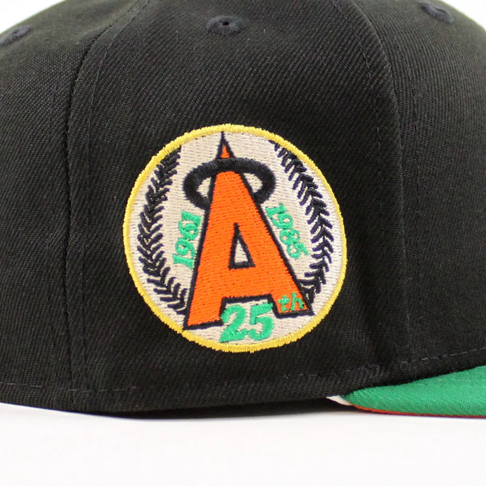 California Angels 25th Anniversary New Era 59Fifty Fitted Hat (Black Kelly Orange UNDER BRIM)