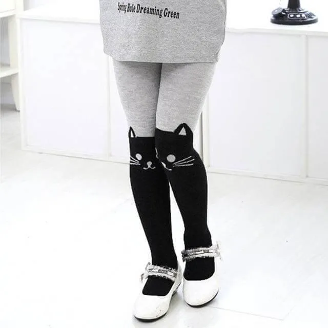 Cartoon Cat Cotton Pantyhose - Cute Printed Tights