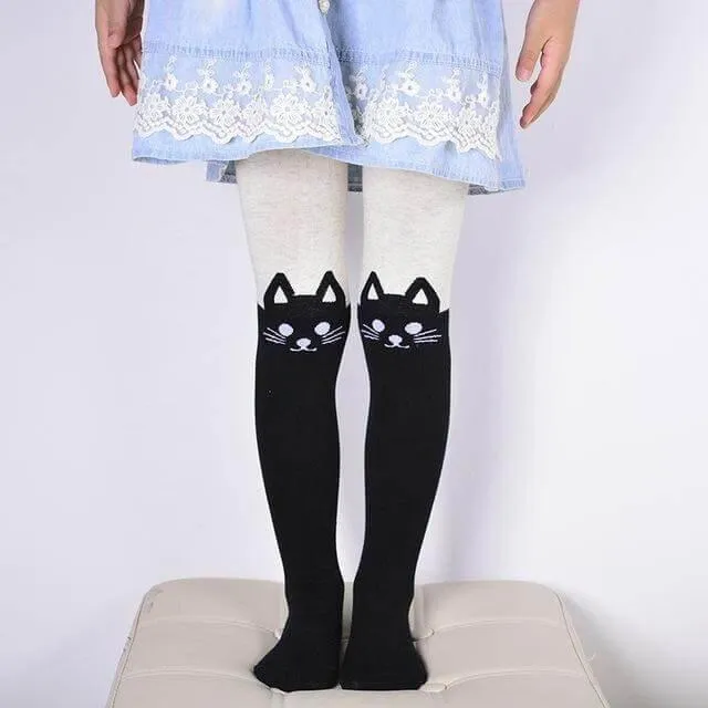 Cartoon Cat Cotton Pantyhose - Cute Printed Tights