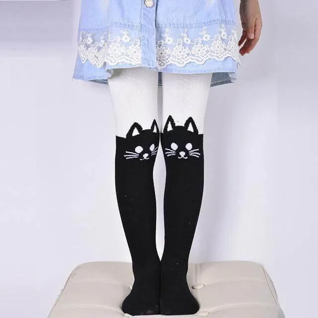 Cartoon Cat Cotton Pantyhose - Cute Printed Tights