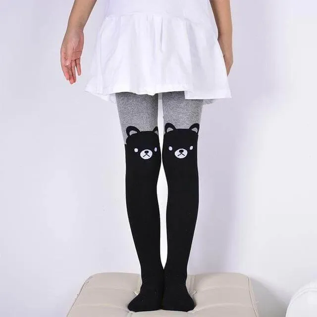 Cartoon Cat Cotton Pantyhose - Cute Printed Tights