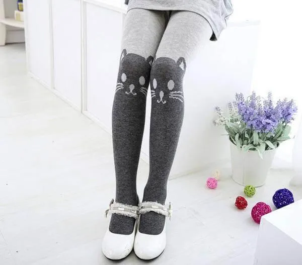 Cartoon Cat Cotton Pantyhose - Cute Printed Tights