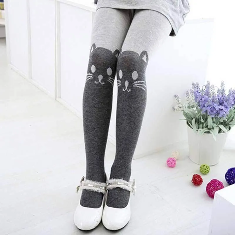 Cartoon Cat Cotton Pantyhose - Cute Printed Tights