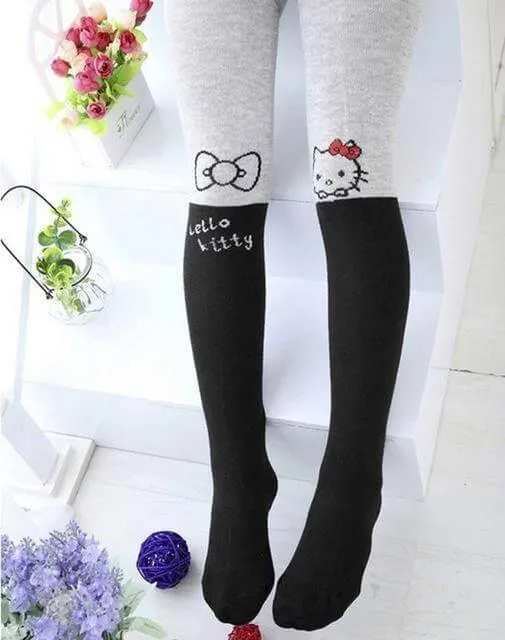 Cartoon Cat Cotton Pantyhose - Cute Printed Tights