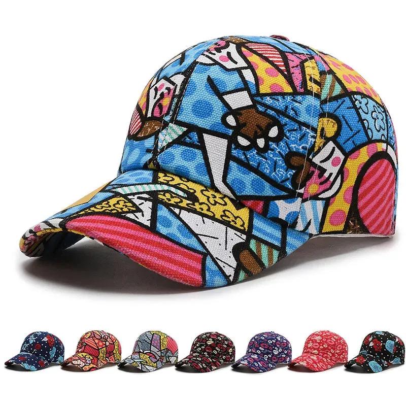 Cartoon Print Baseball Cap - Unisex Lip Floral Visors Snapback Hat for Women and Men, Four Seasons Wear