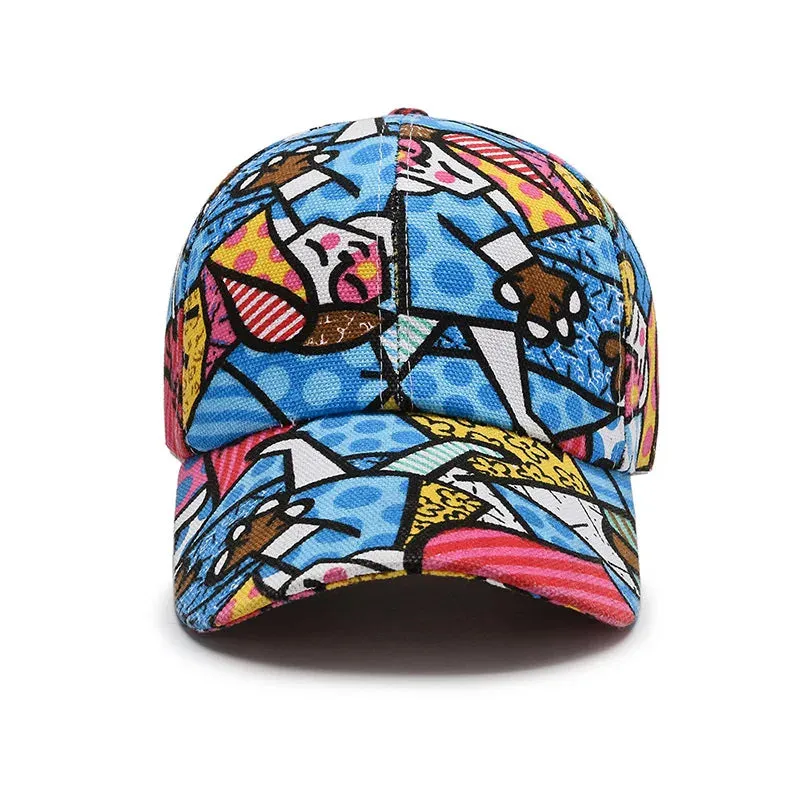 Cartoon Print Baseball Cap - Unisex Lip Floral Visors Snapback Hat for Women and Men, Four Seasons Wear