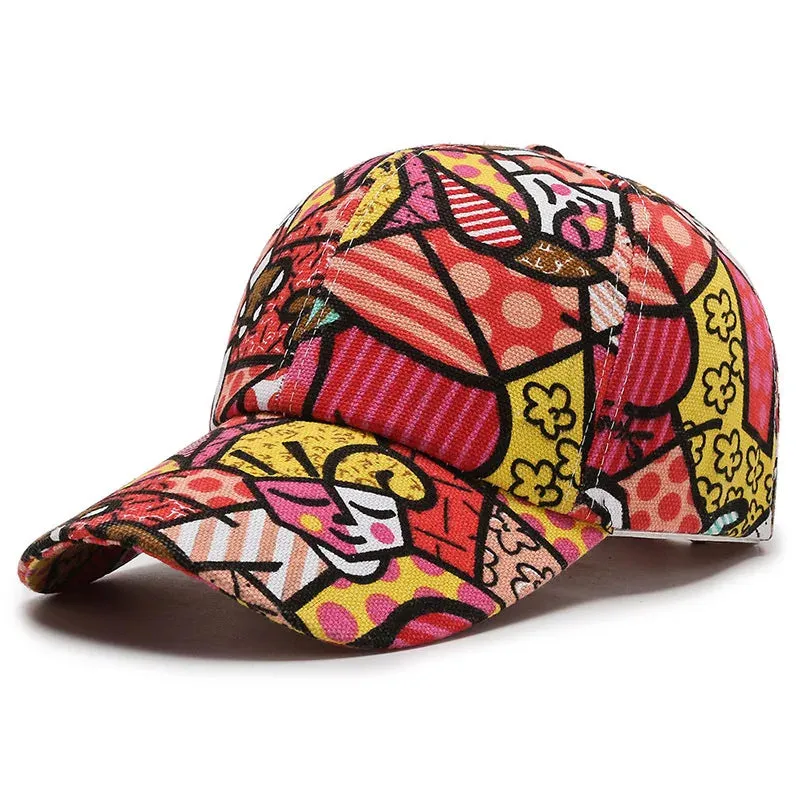 Cartoon Print Baseball Cap - Unisex Lip Floral Visors Snapback Hat for Women and Men, Four Seasons Wear