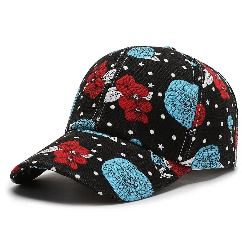 Cartoon Print Baseball Cap - Unisex Lip Floral Visors Snapback Hat for Women and Men, Four Seasons Wear
