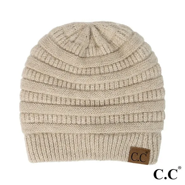 CC Ribbed Heather Beanie with Fuzzy Lining