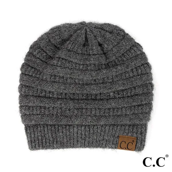 CC Ribbed Heather Beanie with Fuzzy Lining