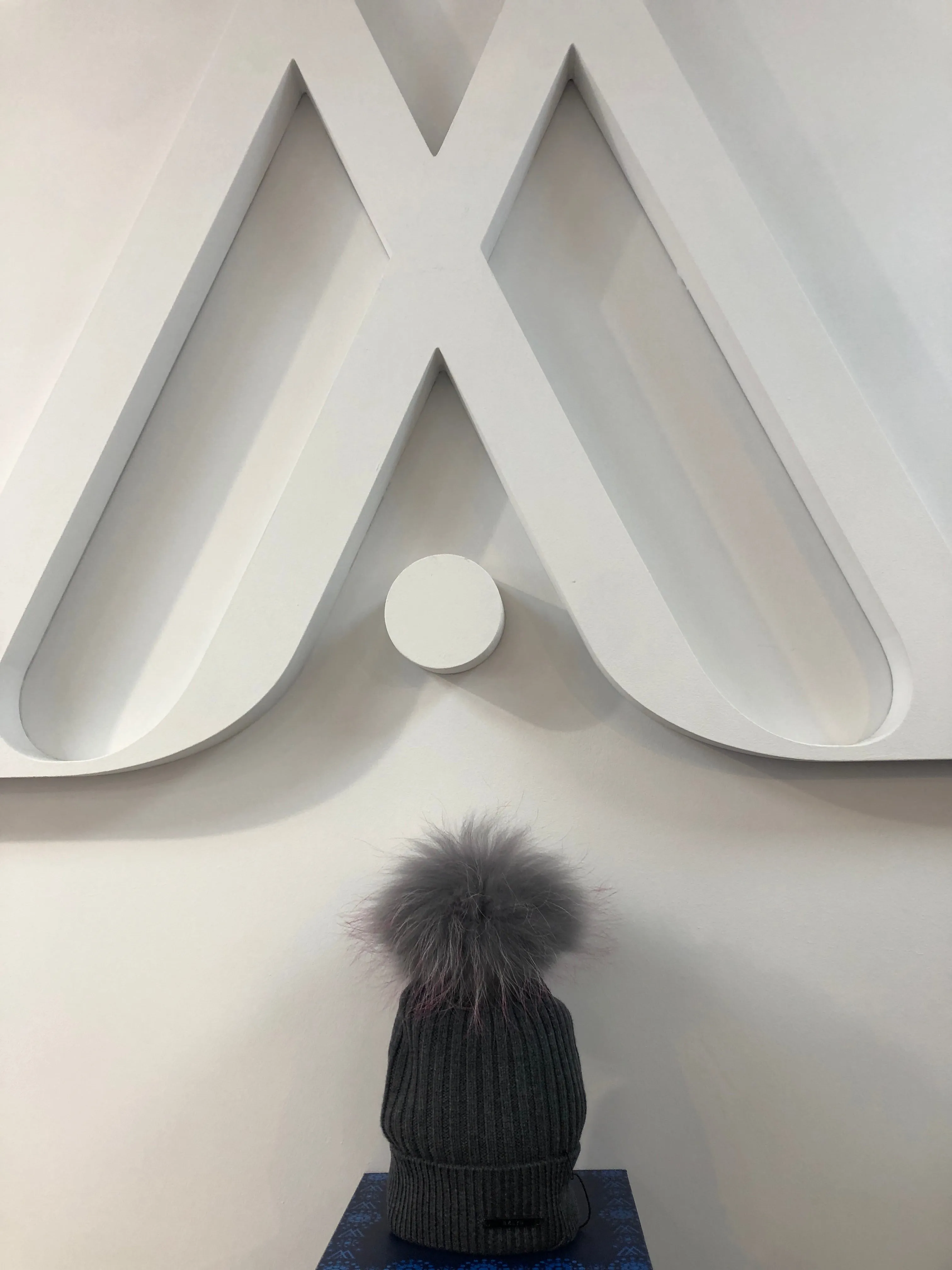 Charcoal Grey Merino Hat with Grey and Pink Pom Pom