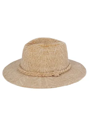 Chenille Pattern Fedora with Braided Band Beige - Pack of 6