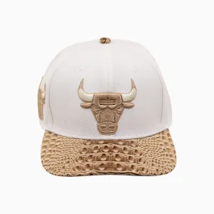 Chicago Bulls NBA Leather Visor Wool Flat Snapback Hat