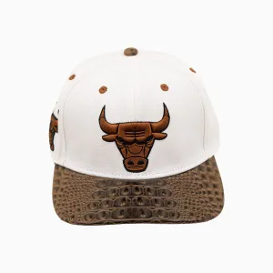 Chicago Bulls NBA Leather Visor Wool Snapback Hat