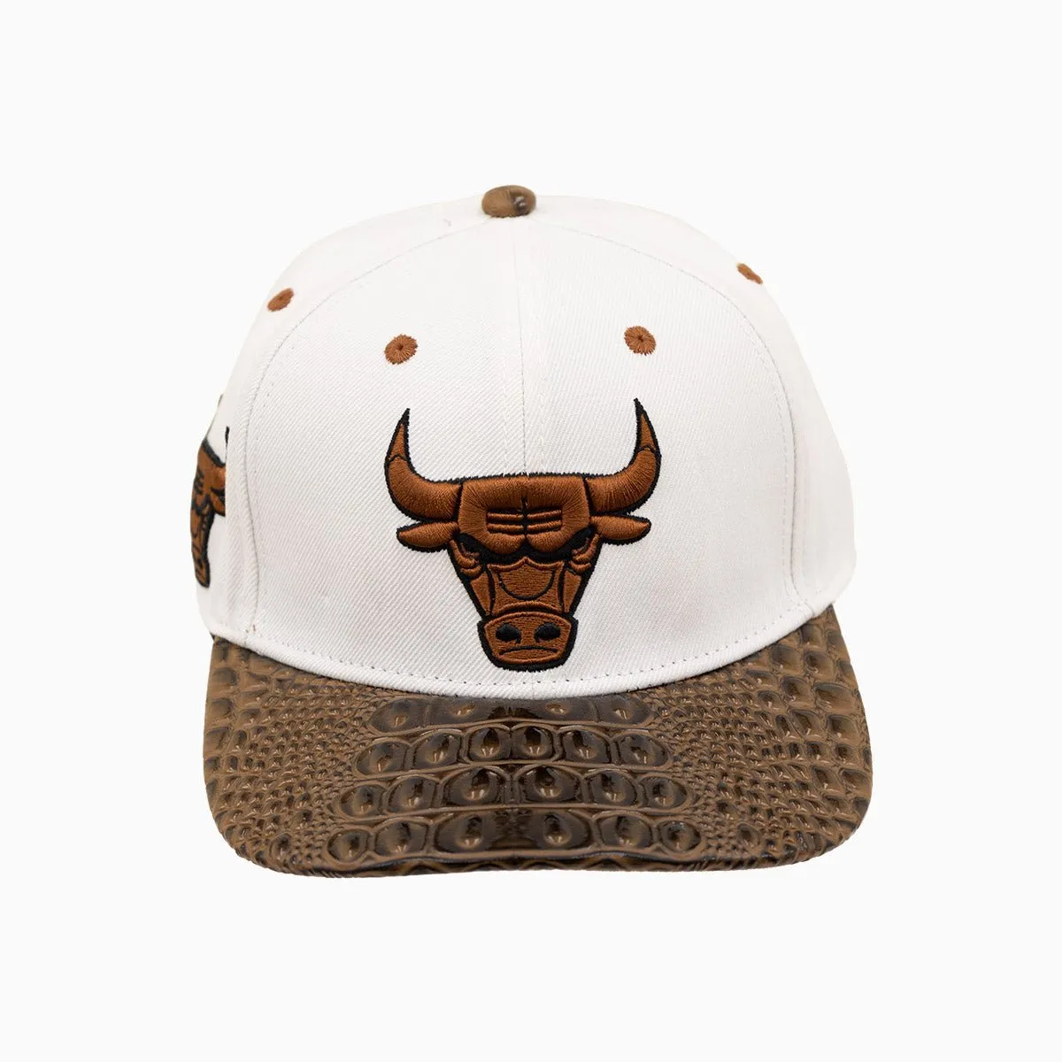Chicago Bulls NBA Leather Visor Wool Snapback Hat