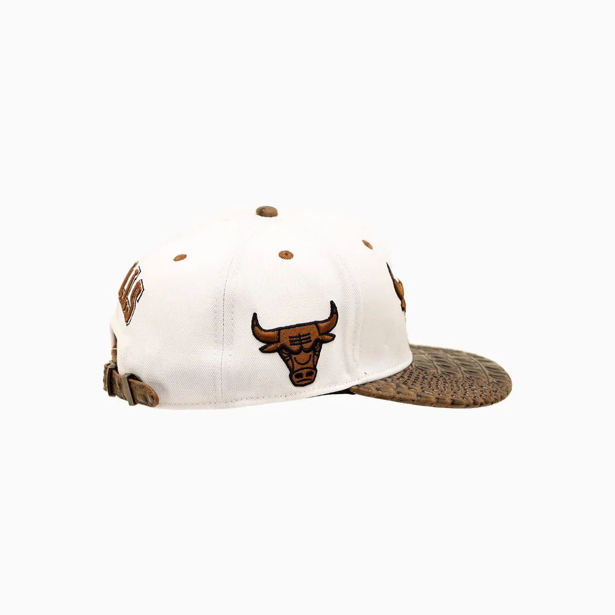 Chicago Bulls NBA Leather Visor Wool Snapback Hat