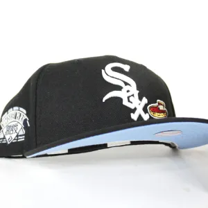 Chicago White Sox Deep Dish Comiskey Park New Era 59Fifty Fitted Hat (Black Sky Blue Under Brim)
