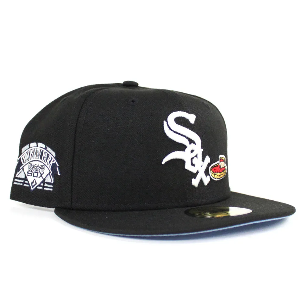 Chicago White Sox Deep Dish Comiskey Park New Era 59Fifty Fitted Hat (Black Sky Blue Under Brim)