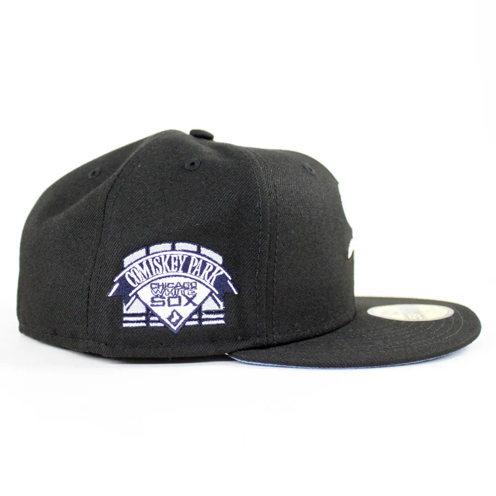 Chicago White Sox Deep Dish Comiskey Park New Era 59Fifty Fitted Hat (Black Sky Blue Under Brim)