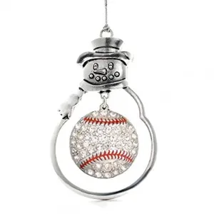 Christmas Baseball Ornament with Crystal Baseball Charm