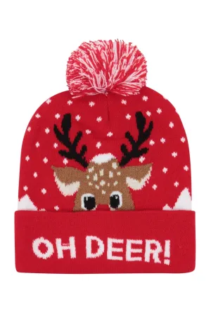 CHRISTMAS HOLIDAY DESIGN POMPOM BEANIE