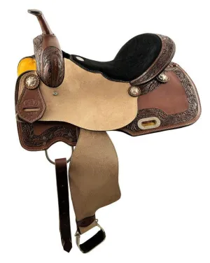 CIRCLE S S BARREL SADDLE FLORAL TOOLED