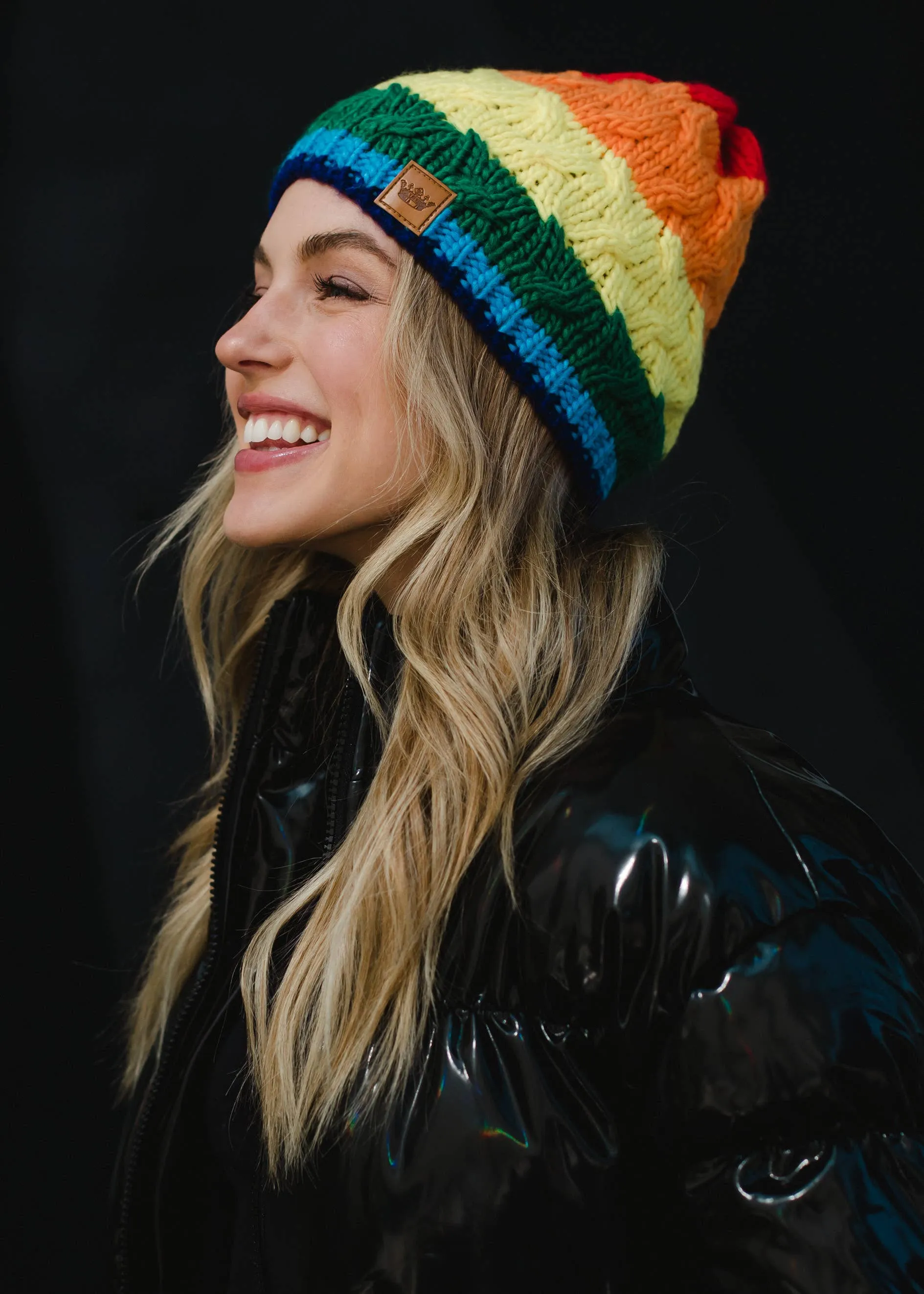 ***Classic Rainbow Stripe Beanie