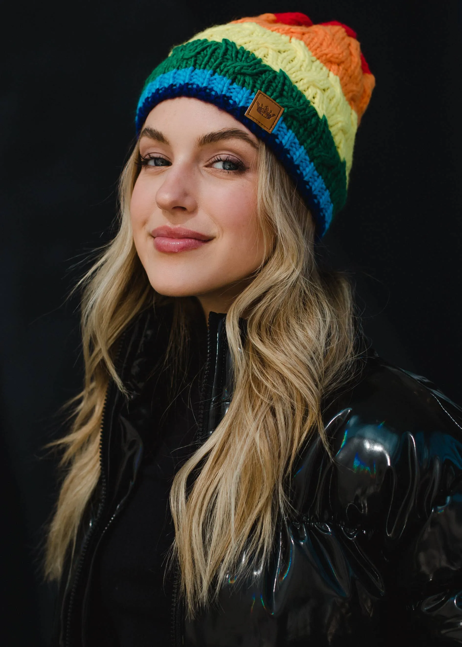 ***Classic Rainbow Stripe Beanie