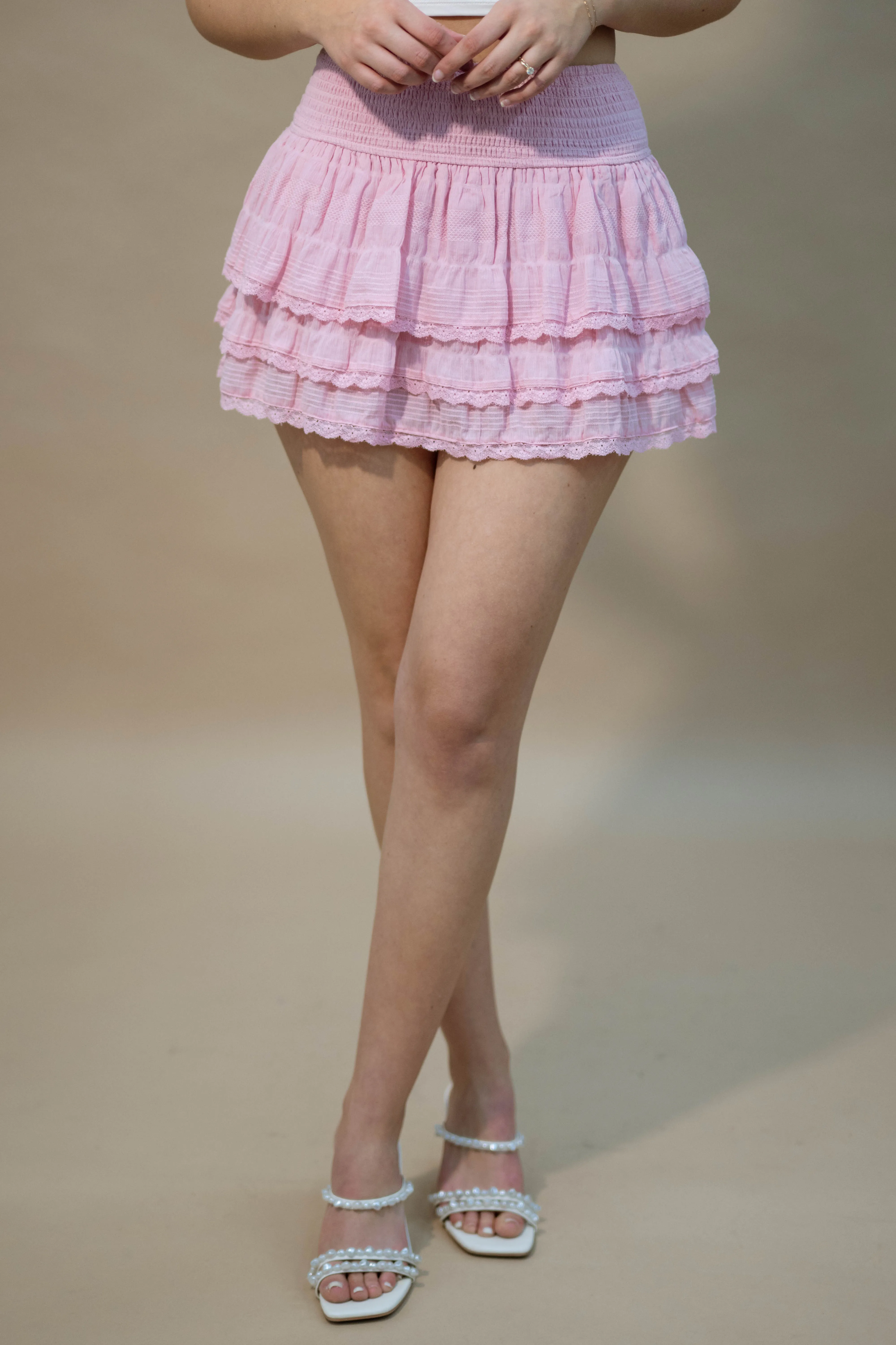 Claudia Tiered Skirt - Pink