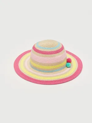 Color Blocked Girls Straw Fedora Hat