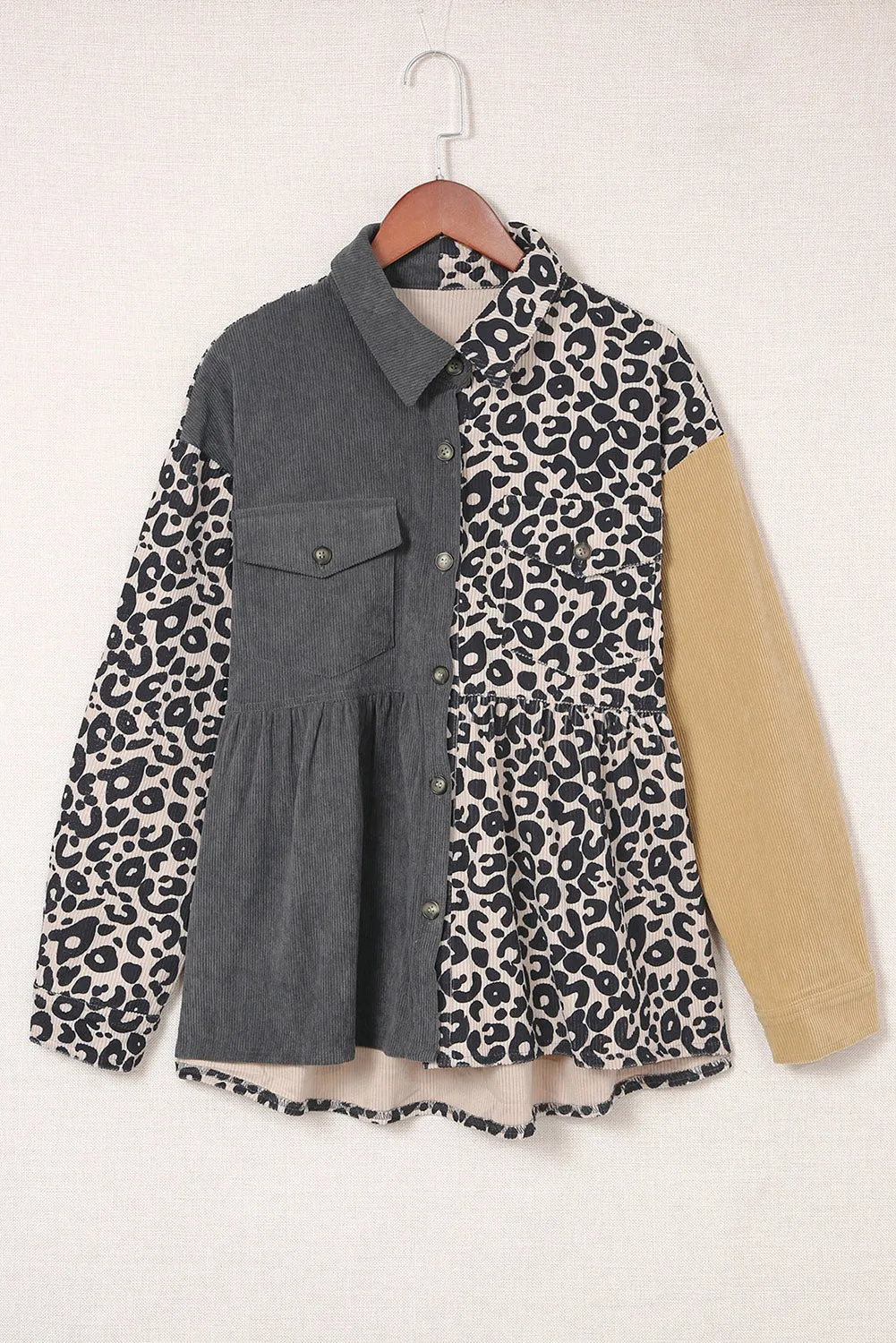 Colorblock Corduroy Shirt Jacket