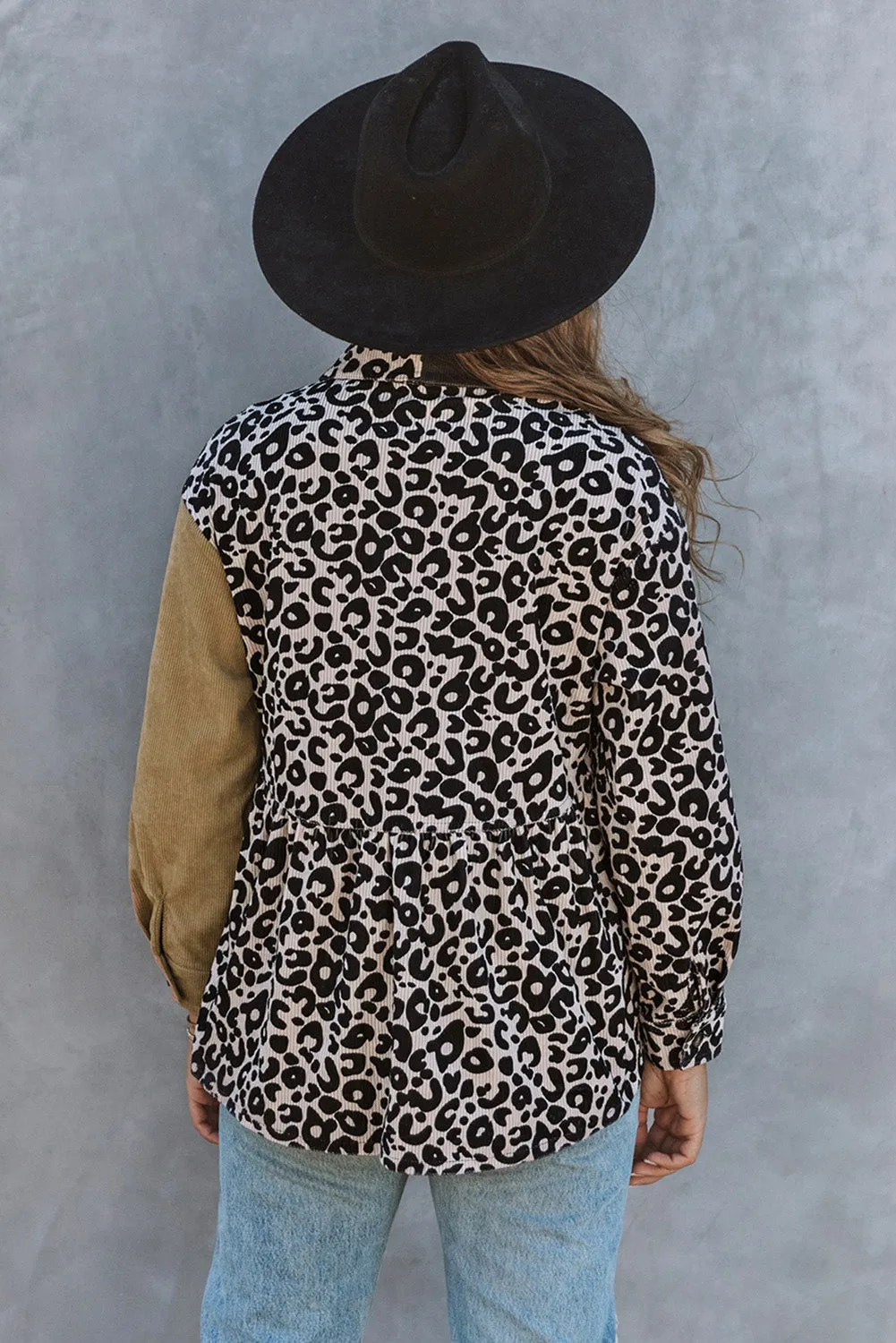 Colorblock Corduroy Shirt Jacket