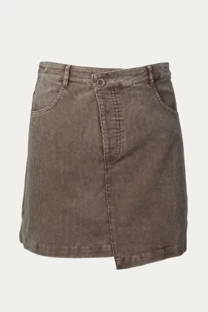CRISS-CROSS ASYMMETRICAL CORDUROY SKIRT
