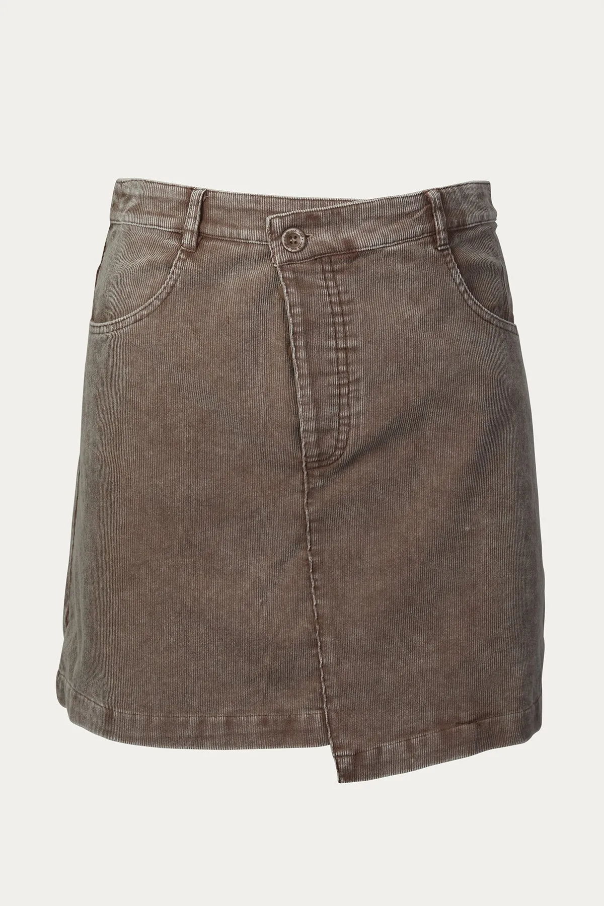 CRISS-CROSS ASYMMETRICAL CORDUROY SKIRT
