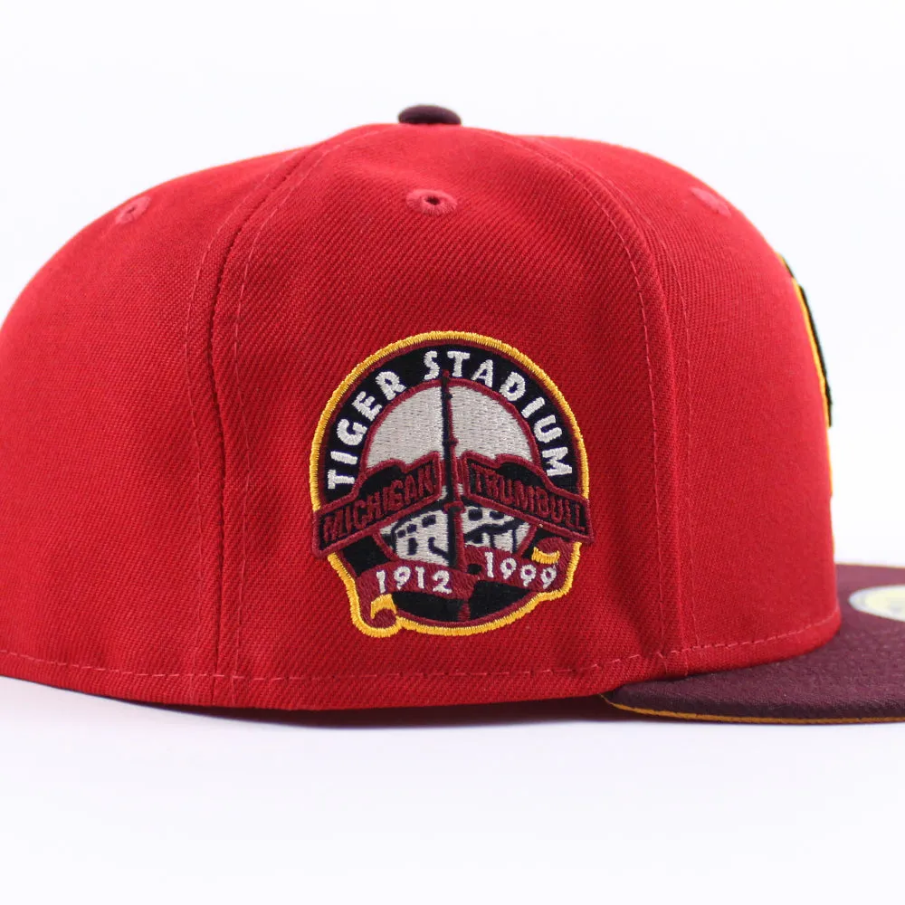 Detroit Tigers Tiger Stadium New Era 59Fifty Fitted Hat (Red Maroon Orange Under Brim)