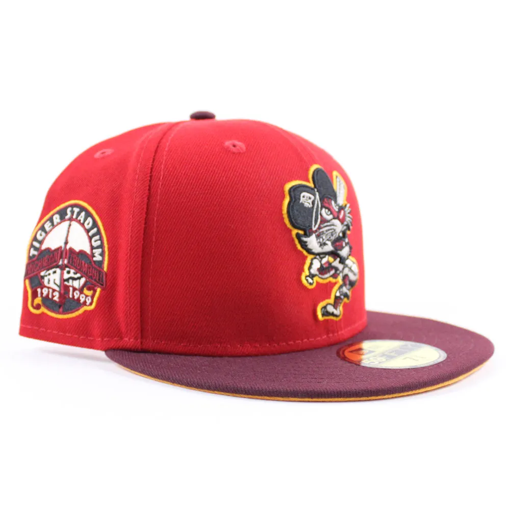 Detroit Tigers Tiger Stadium New Era 59Fifty Fitted Hat (Red Maroon Orange Under Brim)