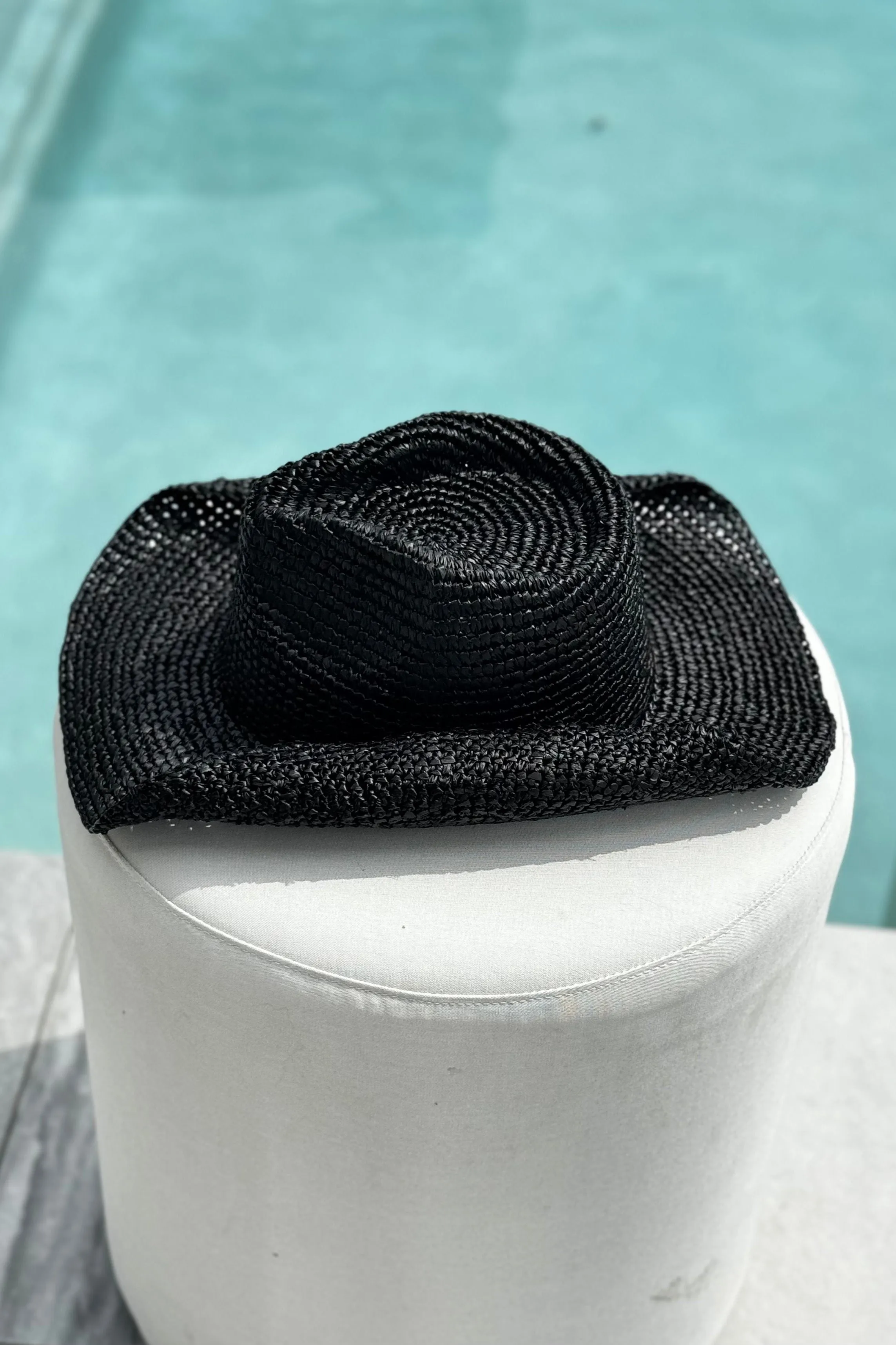 Diano Black Straw Hat