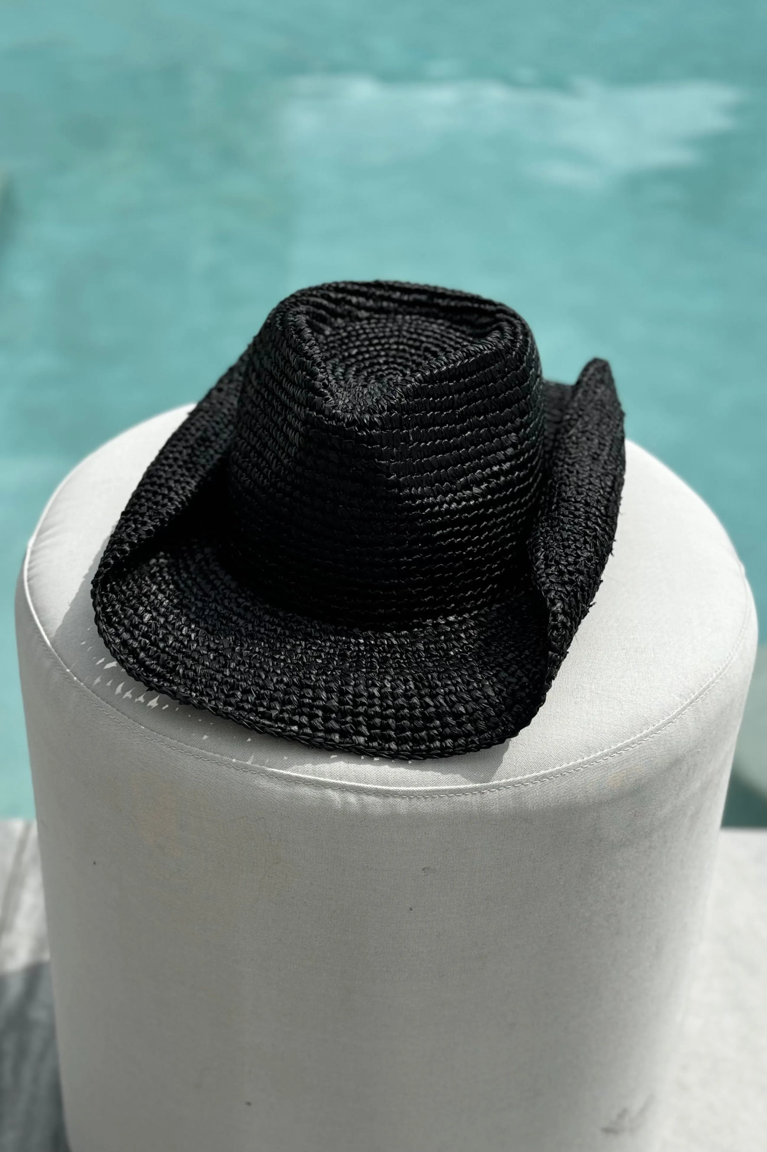 Diano Black Straw Hat