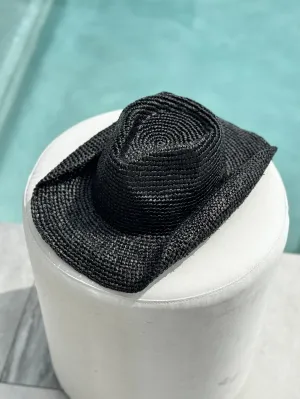 Diano Black Straw Hat