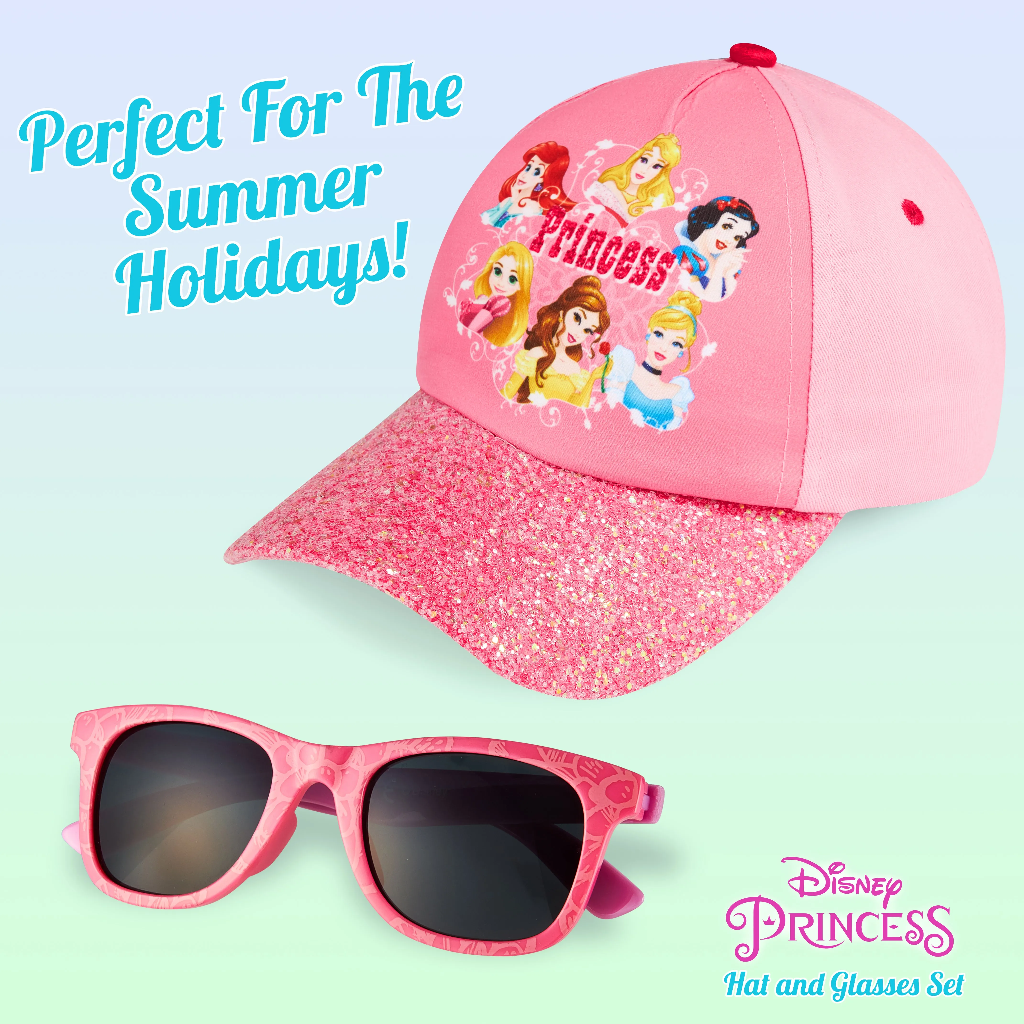 Disney Princess Baseball Cap & Kids Sunglasses, Girls Sun Hat & Sunglasses