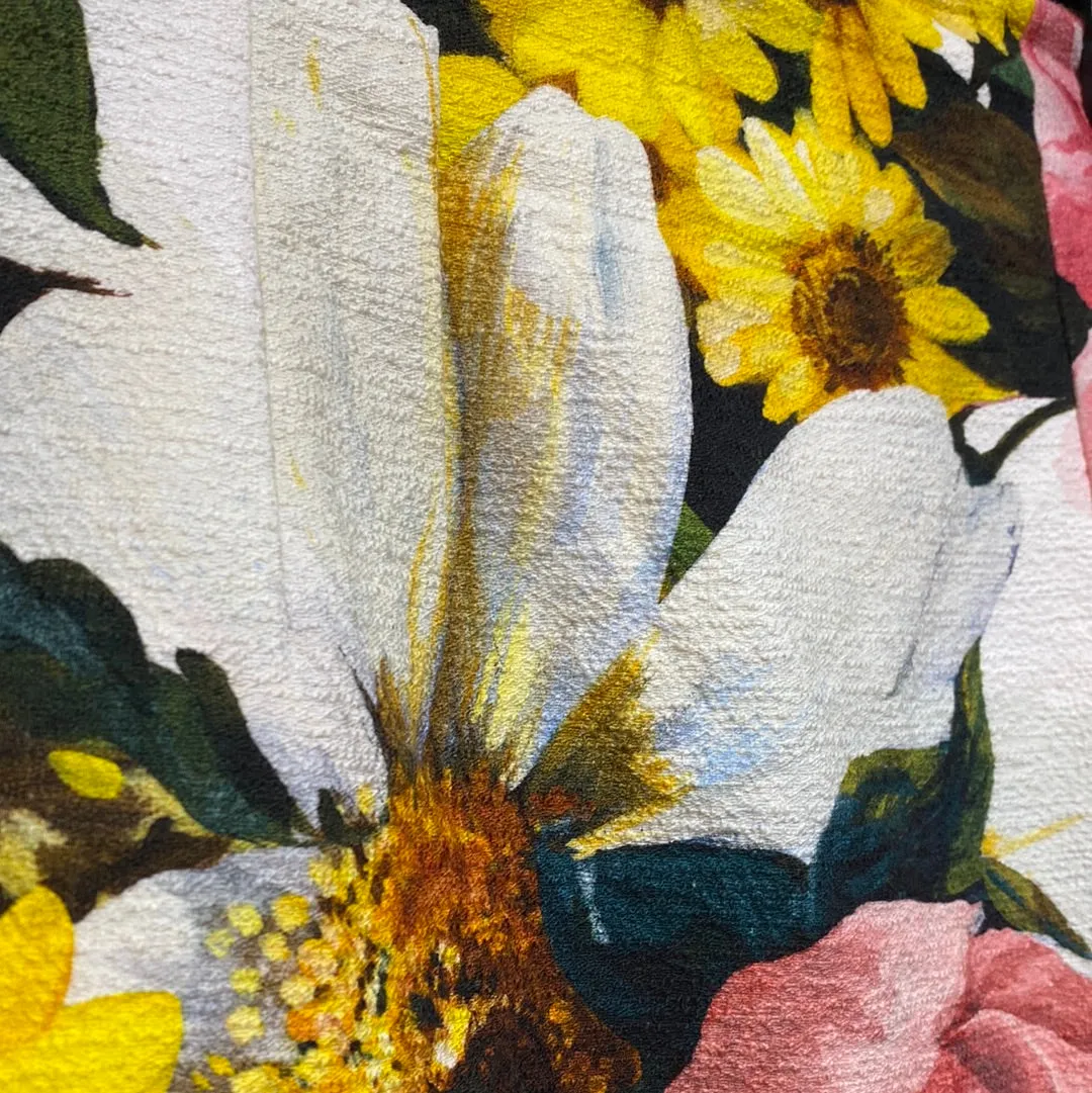 Dolce & Gabbana Floral Print Straight Skirt with Ruffle Bottom